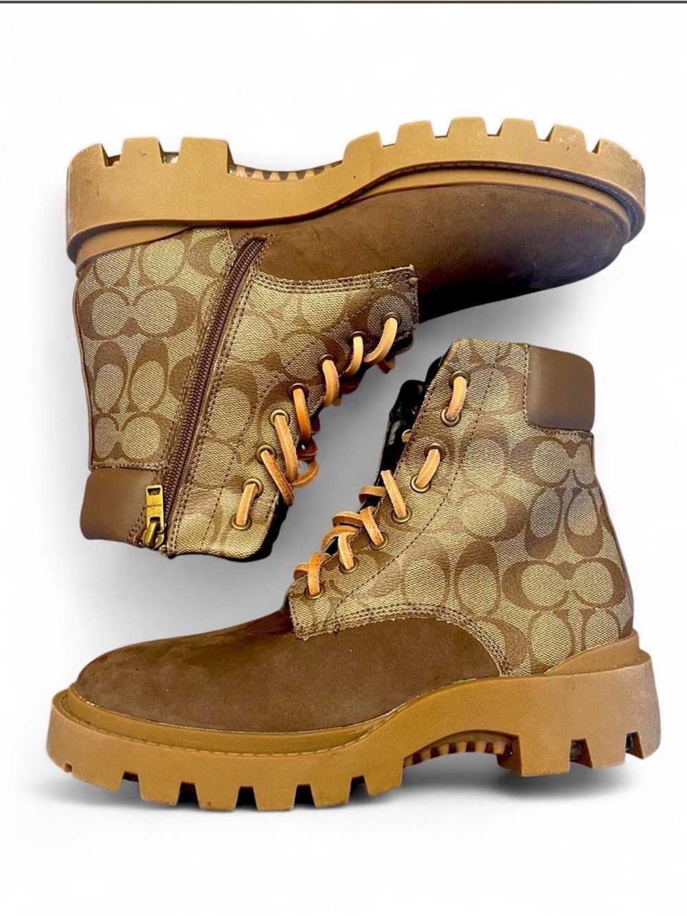 Coach CitySole Men's G5529 Lace-Up Boots Khaki Tan Size 8D Like New